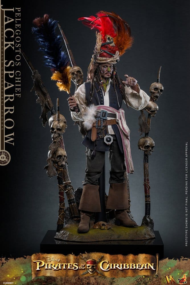 Piratas del Caribe: El cofre del hombre muerto Hot Toys DX 1/6 Pelegostos Chief Jack Sparrow 30 cm