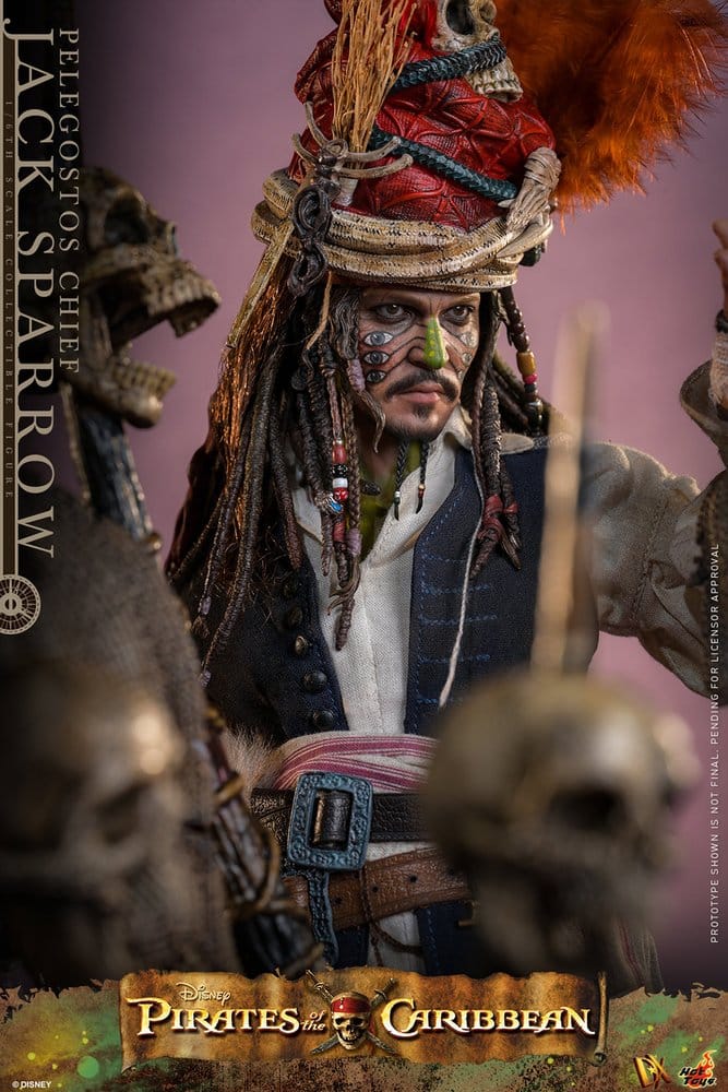 Piratas del Caribe: El cofre del hombre muerto Hot Toys DX 1/6 Pelegostos Chief Jack Sparrow 30 cm - Imagen 6