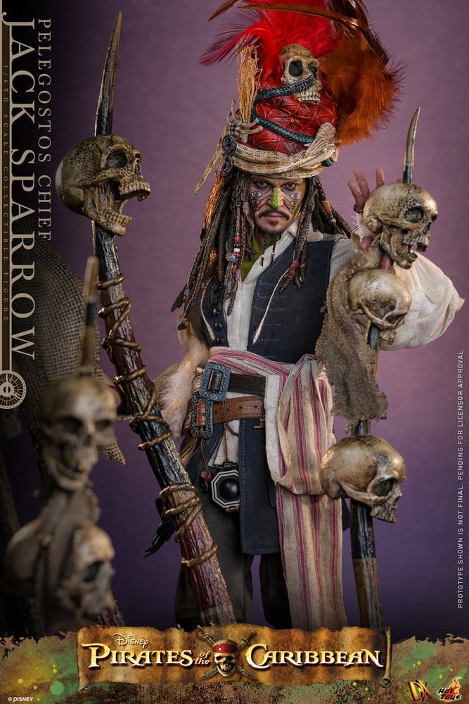 Piratas del Caribe: El cofre del hombre muerto Hot Toys DX 1/6 Pelegostos Chief Jack Sparrow 30 cm - Imagen 9
