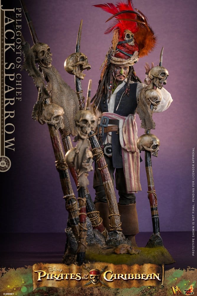 Piratas del Caribe: El cofre del hombre muerto Hot Toys DX 1/6 Pelegostos Chief Jack Sparrow 30 cm - Imagen 10
