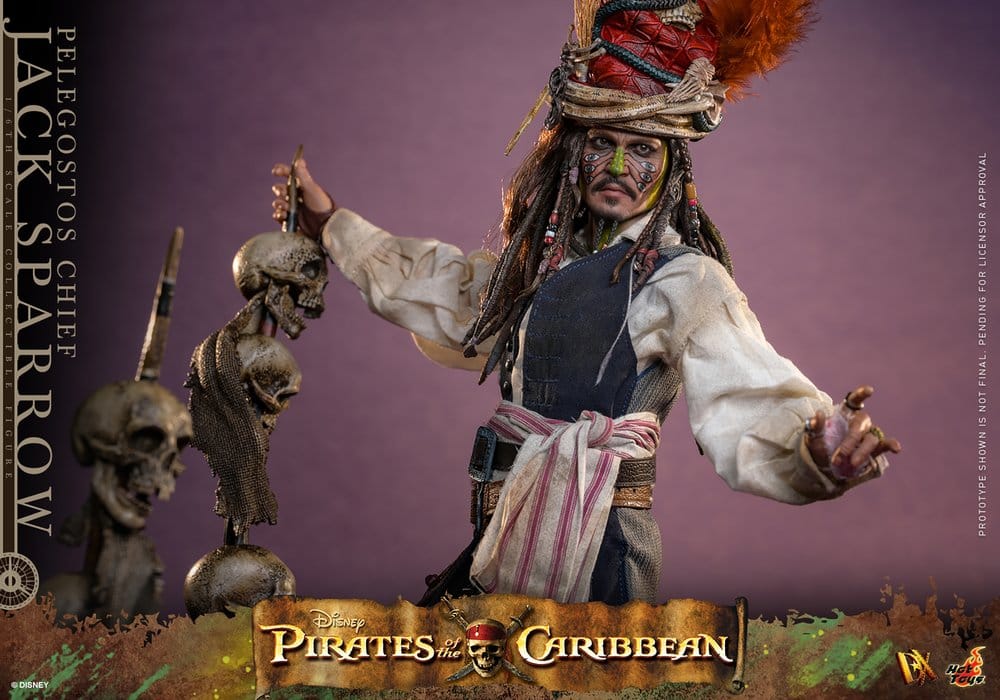 Piratas del Caribe: El cofre del hombre muerto Hot Toys DX 1/6 Pelegostos Chief Jack Sparrow 30 cm - Imagen 13
