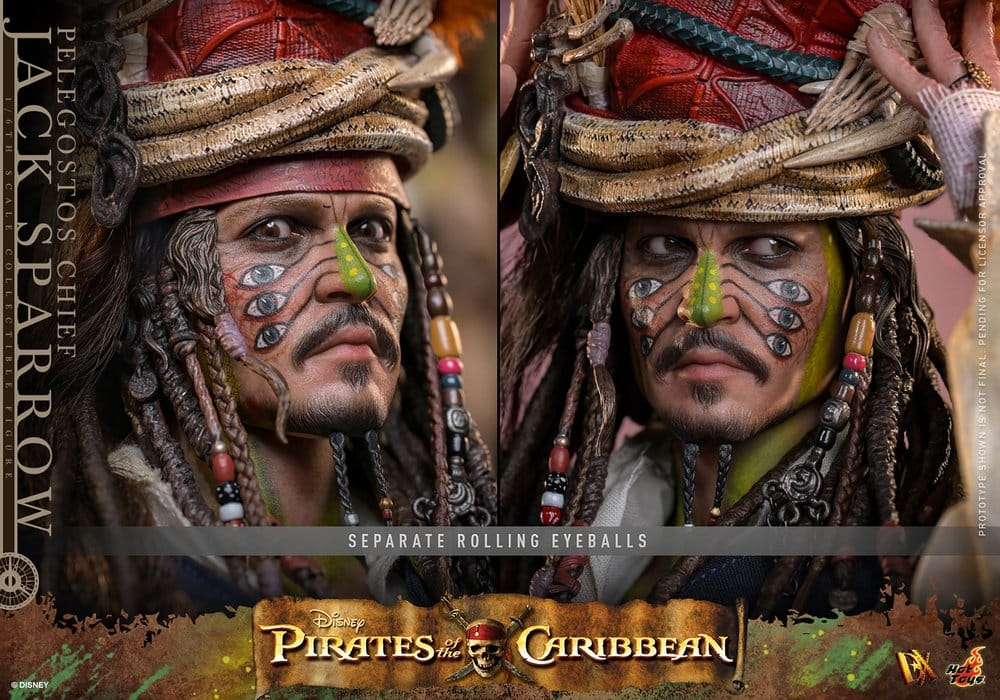 Piratas del Caribe: El cofre del hombre muerto Hot Toys DX 1/6 Pelegostos Chief Jack Sparrow 30 cm - Imagen 14