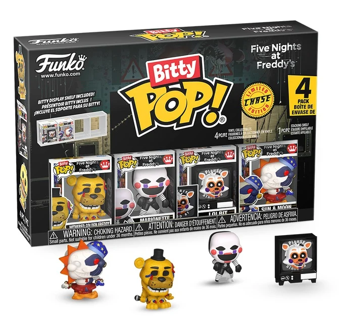 Bitty Pop! FIVE NIGHTS AT FREDDY'S Pack 4 (Golden Freddy, Marionette, Lolbit, Sun & Moon)