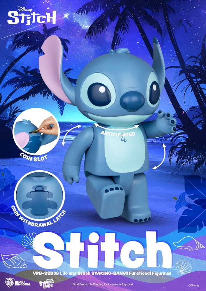 Lilo & Stitch Beast Kingdom Syaking Bang Hucha de vinilo Stitch 30 cm - Imagen 3
