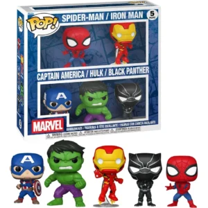 Funko Pop! 5 Pack Marvel (Spider-Man, Iron Man, Captain America, Hulk and Black Panther)