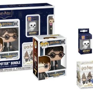 Funko Pop! Harry Potter Bundle (Funko Harry Potter 01, Llavero Hedwig, Mistery Mini, Boligrafo)